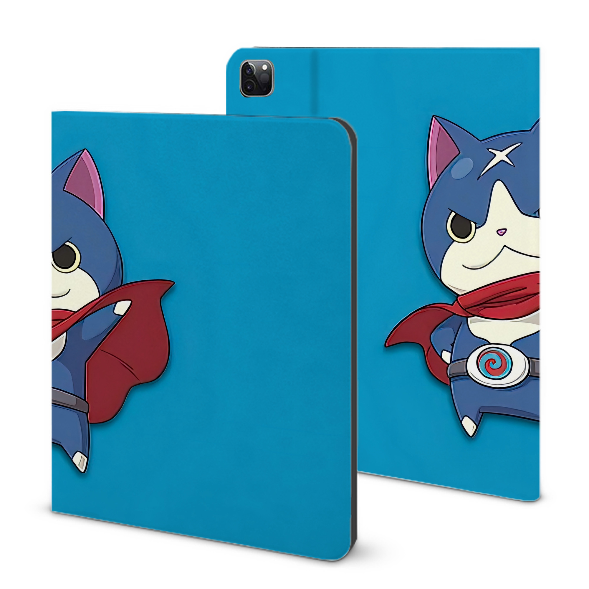 （画像用） 妖怪ウォッチ Yo-kai Watch IPad ケース ブック型 PUレザー TPU 耐衝撃 軽量 薄型 ペン収納なし 全面保護 IPad 各モデル対応